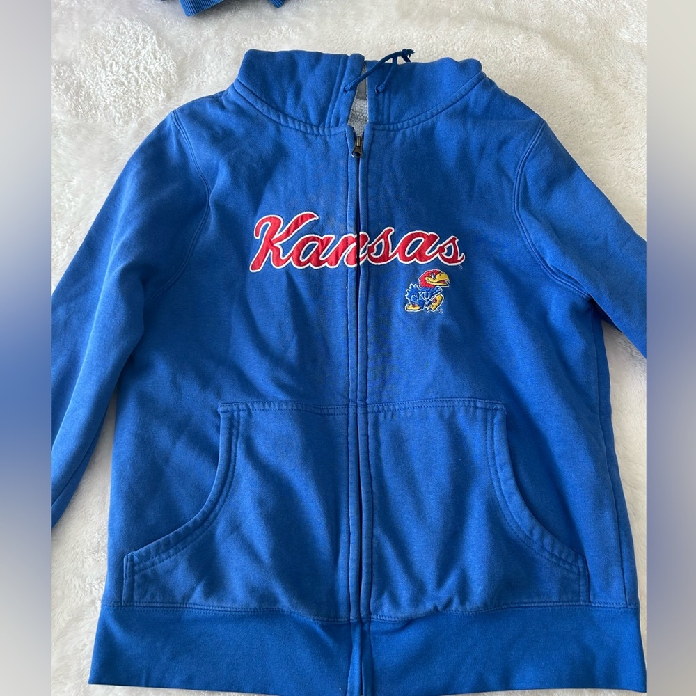 Blue and red Kansas zip up hoodie #KansasJayhawks